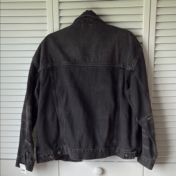 NWT Free People We The Free Jolene Trucker Jacket Black Medium - Picture 3 of 12